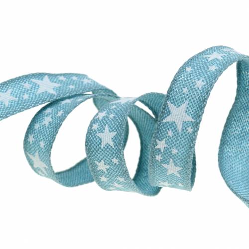 Floristik24 Banda de yute con motivo estrella azul 15mm 15m