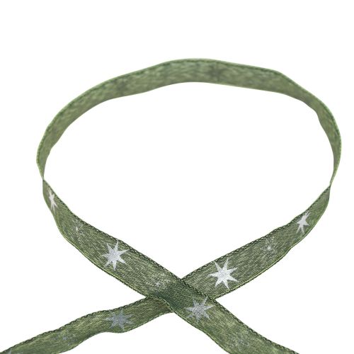 Cinta navideña estrellas cinta de regalo verde plata 15mm 20m