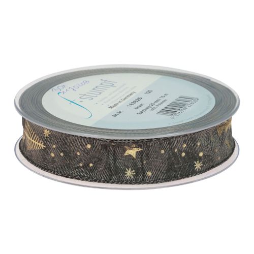 Artículo Cinta navideña cinta de regalo marrón dorado abeto 25mm 15m