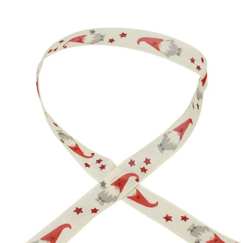 Artículo Cinta de regalo Cinta navideña gnomo crema 25mm 20m