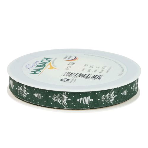 Artículo Cinta navideña con abetos cinta de regalo verde 15mm 20m