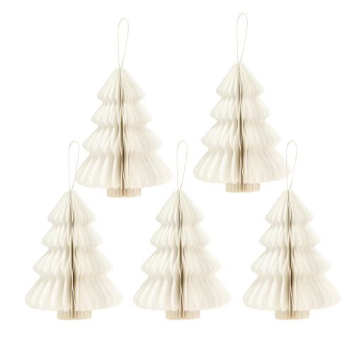 Artículo Árbol de Navidad papel Navidad blanco plata 20cm 5ud