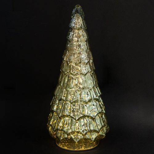 Floristik24 Árbol de Navidad con iluminación LED vintage verde dorado 38cm