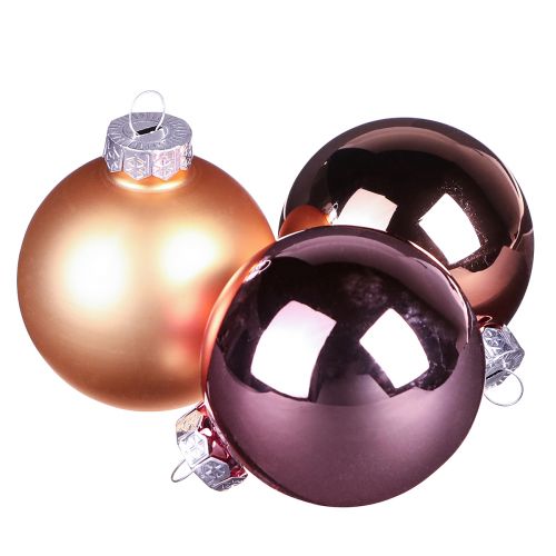 Artículo Bolas de árbol de Navidad de cristal rosa albaricoque Ø6cm 24 piezas