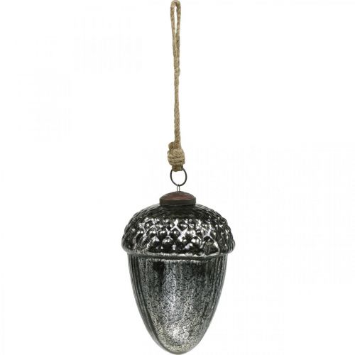 Artículo Colgante navideño de cristal de bellota con decoración de árbol de Navidad vintage H14cm Ø10cm 2pcs
