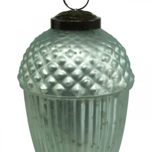 Floristik24 Adornos para árboles de Navidad bellota de cristal menta 11-14,5 cm juego de 3