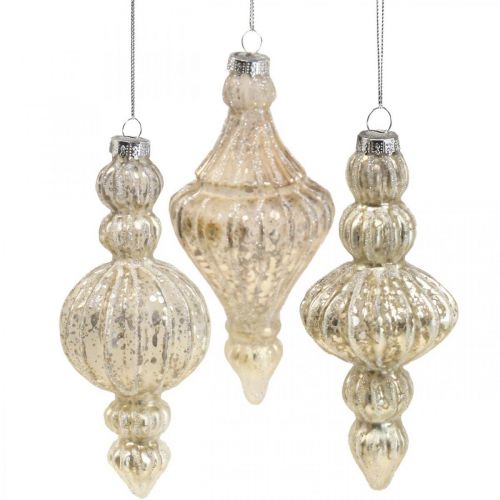 Floristik24 Decoraciones para árboles de Navidad decoraciones para árboles de Navidad de vidrio vintage 15 cm 3 piezas