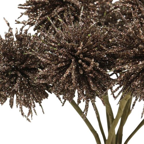 Artículo Flores navideñas brillo flores artificiales Navidad cobre en un ramo 4pcs