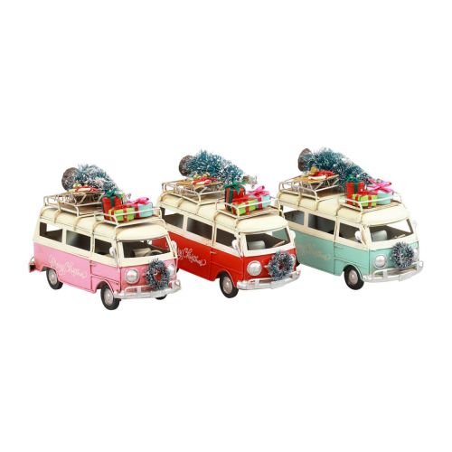 Autobús navideño Coche navideño decoración vintage metal 17cm 1 pieza