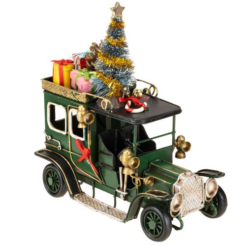 Floristik24 Decoración navideña para coche Coche navideño vintage verde 15×7×16cm