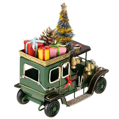 Artículo Decoración navideña para coche Coche navideño vintage verde 15×7×16cm
