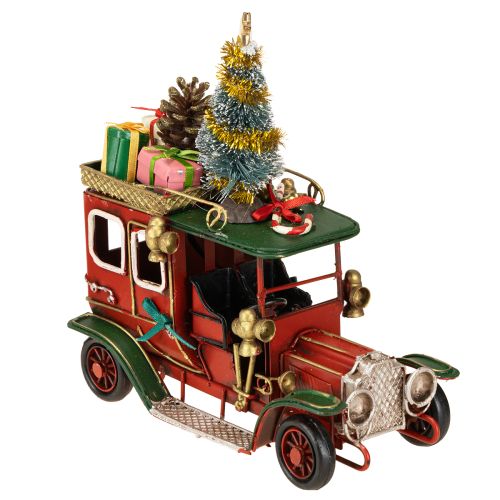 Floristik24 Decoración navideña para coche Coche navideño vintage rojo 15×7×16cm