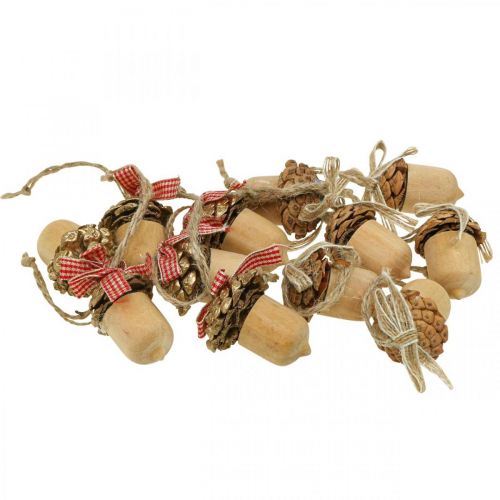 Artículo Decoración navideña colgante navideño de madera de bellota decorativa 5cm 12 piezas