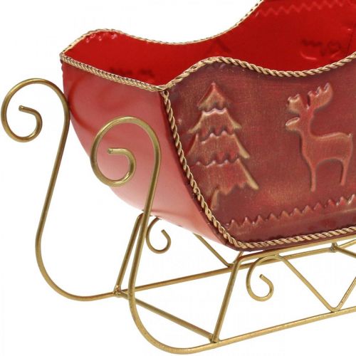 Floristik24 Decoración navideña deco trineo Trineo navideño rojo/dorado 30×12.5×20cm