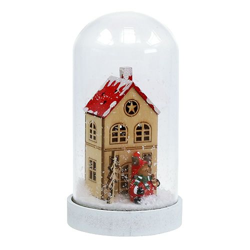 Artículo Casa de decoración navideña con campana de cristal Ø9cm H16.5cm