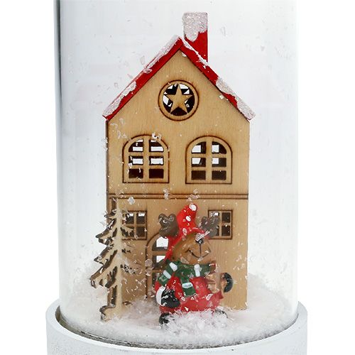 Artículo Casa de decoración navideña con campana de cristal Ø9cm H16.5cm