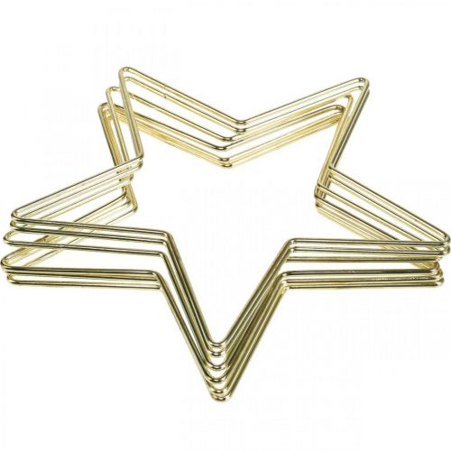 Artículo Decoración navideña estrella de metal colgante estrella decorativa dorada 20cm 6 piezas