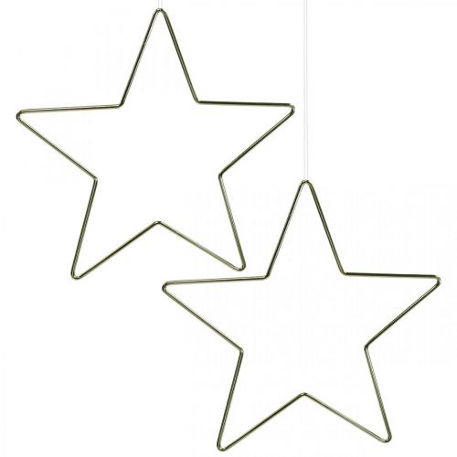 Artículo Decoración navideña estrella de metal colgante estrella decorativa dorada 20cm 6 piezas