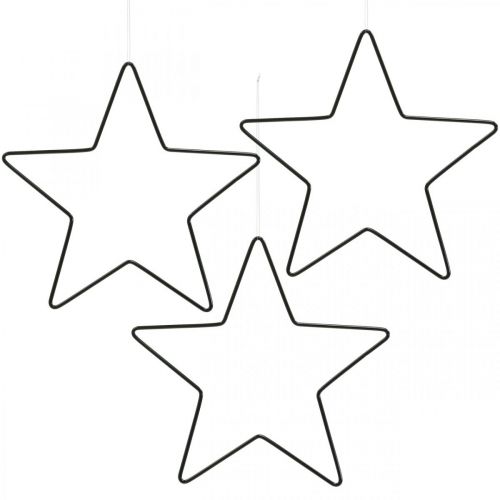 Floristik24 Decoración navideña estrella de metal colgante estrella negra 15cm 6 piezas
