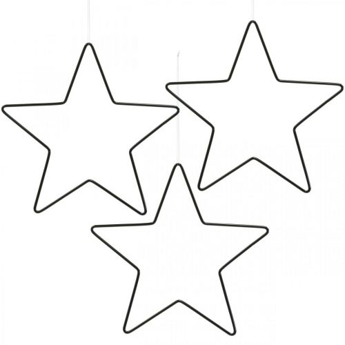 Floristik24 Adorno navideño estrella metal estrella negra colgante 15cm 6pcs