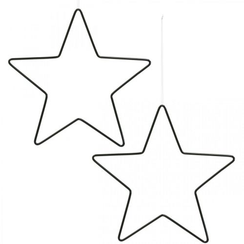 Floristik24 Decoración navideña estrella de metal colgante estrella decorativa negra 20cm 6 piezas