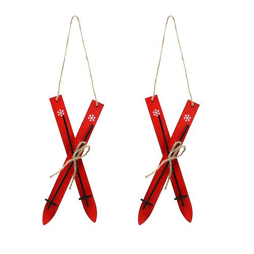 Floristik24 Decoración navideña esquí rojo 11,5cm 16 piezas