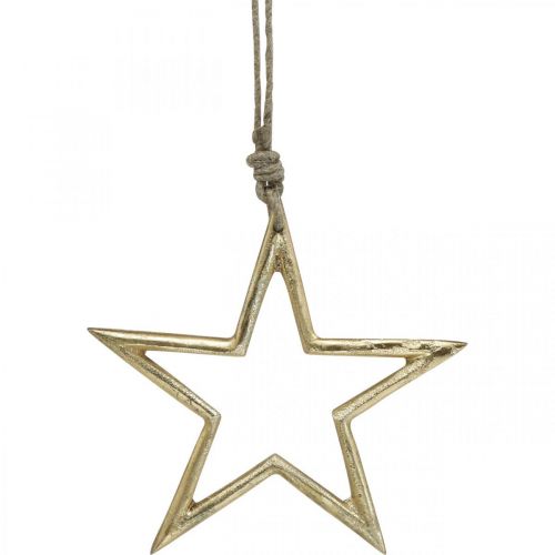 Artículo Estrella de decoración navideña, decoración de adviento, colgante de estrella Dorado B15.5cm