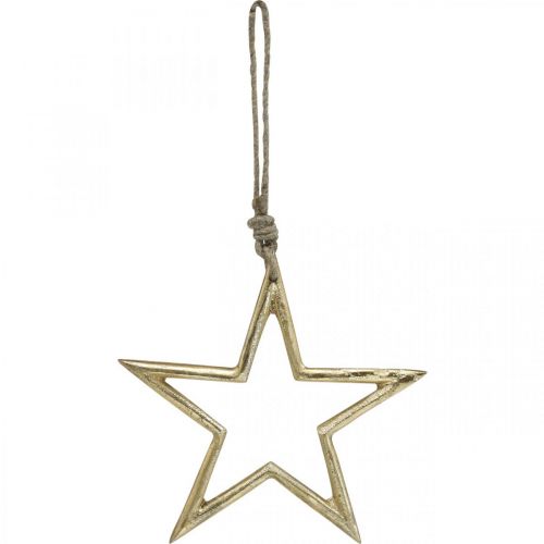 Artículo Estrella de decoración navideña, decoración de adviento, colgante de estrella Dorado B15.5cm
