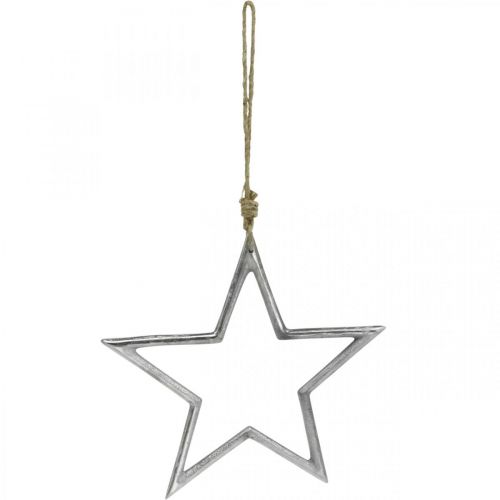 Floristik24 Estrella de decoración navideña, decoración de adviento, colgante de estrella plata AN24,5 cm