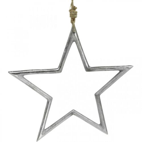 Estrella de decoración navideña, decoración de adviento, colgante de estrella plata AN24,5 cm