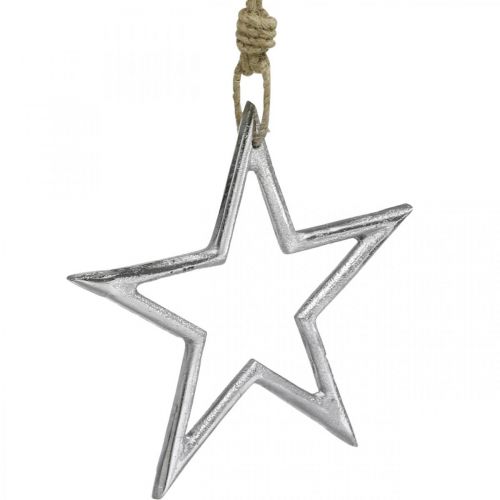 Floristik24 Estrella de decoración navideña, decoración de adviento, colgante de estrella plata L15,5 cm