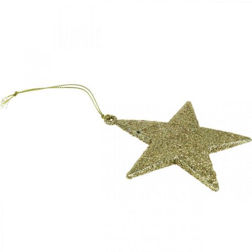 Floristik24 Adorno navideño estrella colgante brillo dorado 10cm 12pcs