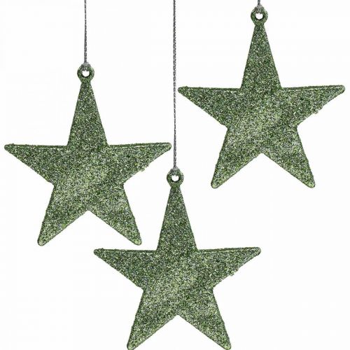 Floristik24 Adorno navideño estrella colgante menta brillo 10cm 12pcs