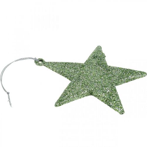 Floristik24 Adorno navideño estrella colgante menta brillo 10cm 12pcs