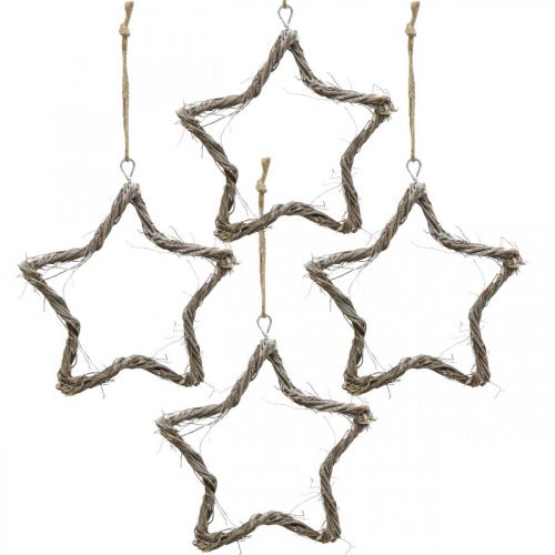 Floristik24 Adorno navideño estrella olmo estrellas para colgar blanco lavado 20cm 4uds