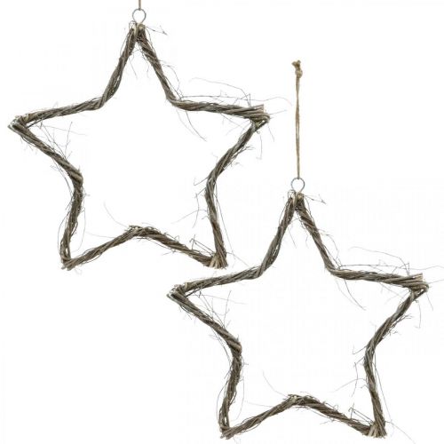 Adorno navideño estrella decoración ventana olmo blanco lavado Ø40cm 2pcs