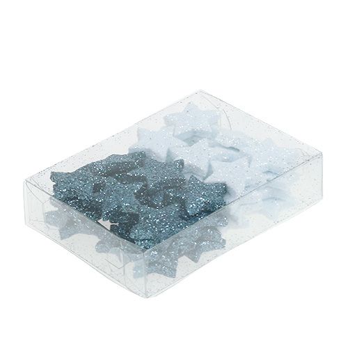 Floristik24 Estrella decorativa navideña 2,5 cm mica blanca, azul 48 piezas