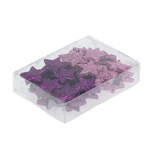 Floristik24 Estrella decorativa navideña 2,5 cm mica rosa, violeta 48 piezas