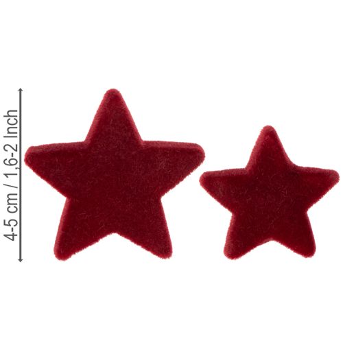 Adornos navideños, estrellas, flocados color burdeos, decoración de mesa, 4-5 cm, 40 piezas | Floristik24.es