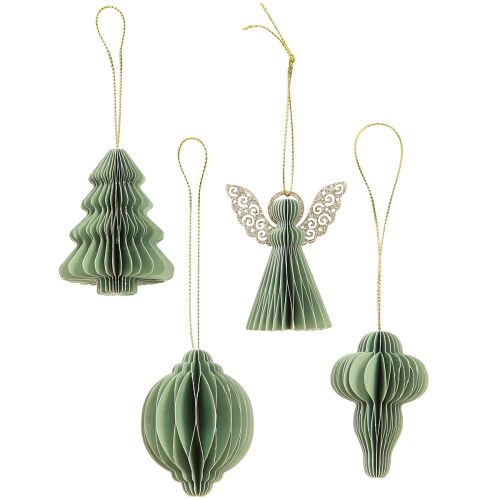 Artículo Decoración navideña de papel Adornos para árboles de Navidad menta 6cm 12 piezas