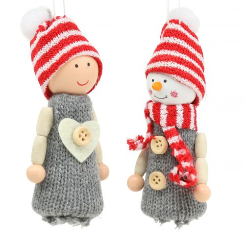 Floristik24 Figuras decorativas navideñas 10cm gris, rojo 6uds