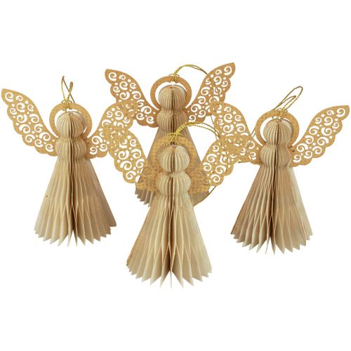 Floristik24 Ángel de papel decoración ángel navideño papel crema Al.12cm 4 piezas