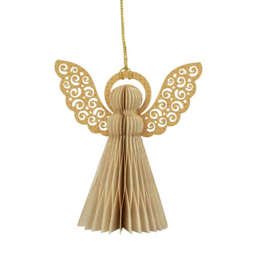 Artículo Ángel de papel decoración ángel navideño papel crema Al.12cm 4 piezas