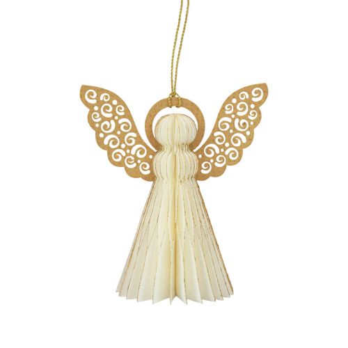 Artículo Ángel de papel Ángel navideño papel decorativo blanco Al. 12 cm 4 piezas