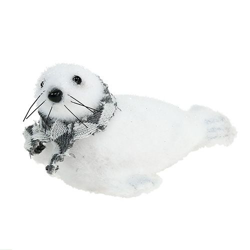 Floristik24 Sello decorativo navideño flocado blanco 15cm 2pcs