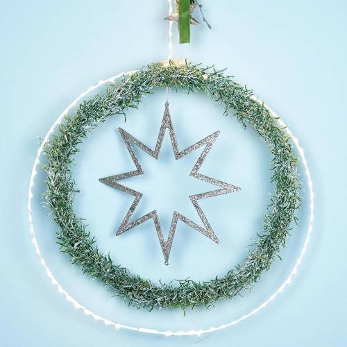 Artículo Decoración navideña estrella decoraciones para árboles de Navidad champagne glitter 22cm 12pcs