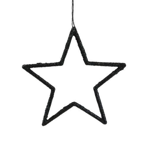 Artículo Decoración navideña colgante estrella brillo negro 12cm 12 piezas