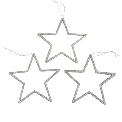 Floristik24 Colgante estrella decoración navideña brillo plateado 12cm 12uds