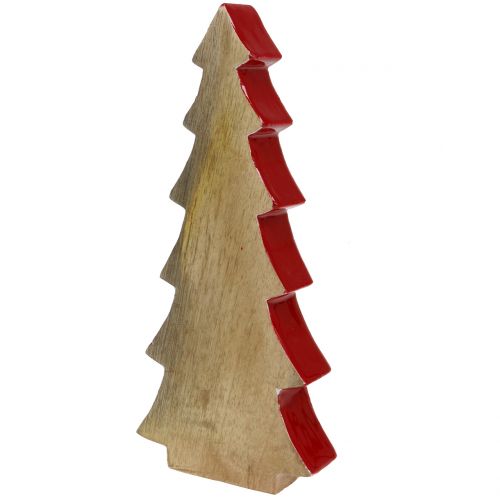 Decoración navideña abeto madera rojo, naturaleza 28cm