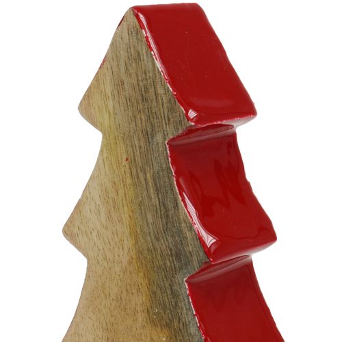 Artículo Decoración navideña abeto madera rojo, naturaleza 28cm